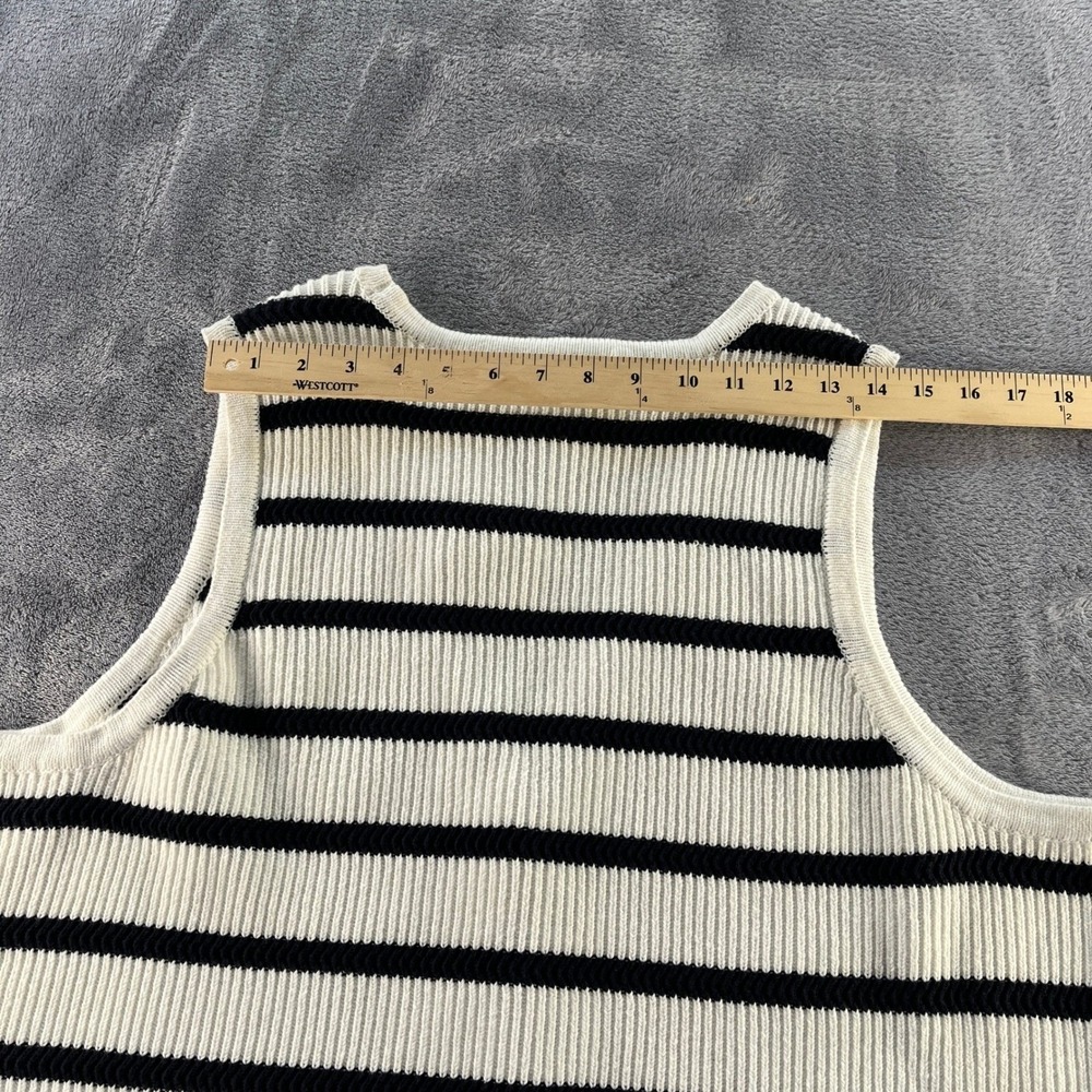 Anthropologie Winnie Sweater Vest XL Navy White NEW Gold Parisian Old Money - Picture 11 of 11